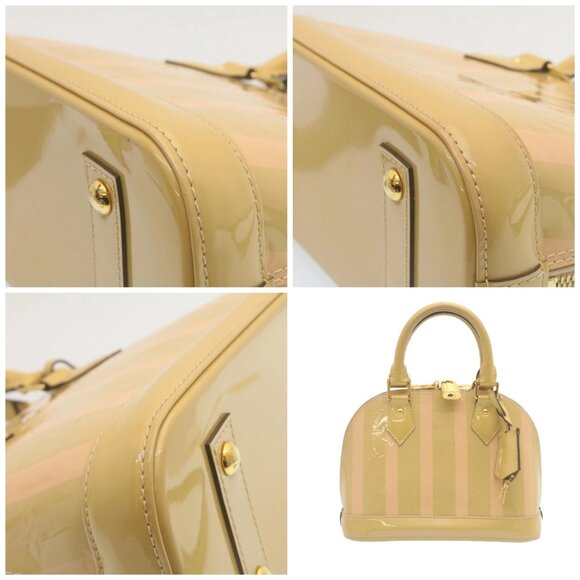 LOUIS VUITTON Vernis Rayures Alma BB Hand Bag 2way Beige - Picture 13 of 15